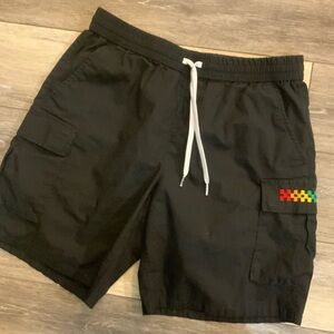 Vans Black Cargo Shorts with Rainbow/Pride Logo